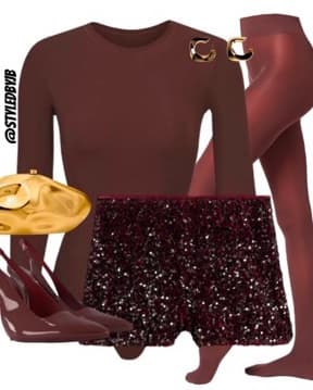 Burgundy Sparkly Shorts  - Image 1