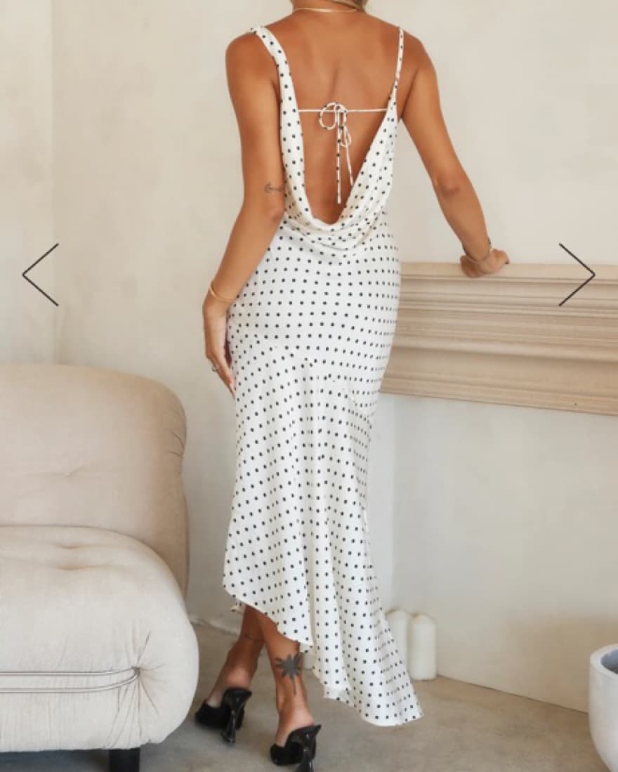 DOTTED MOMENT SATIN POLKA DOT MIDI DRESS - Image 1