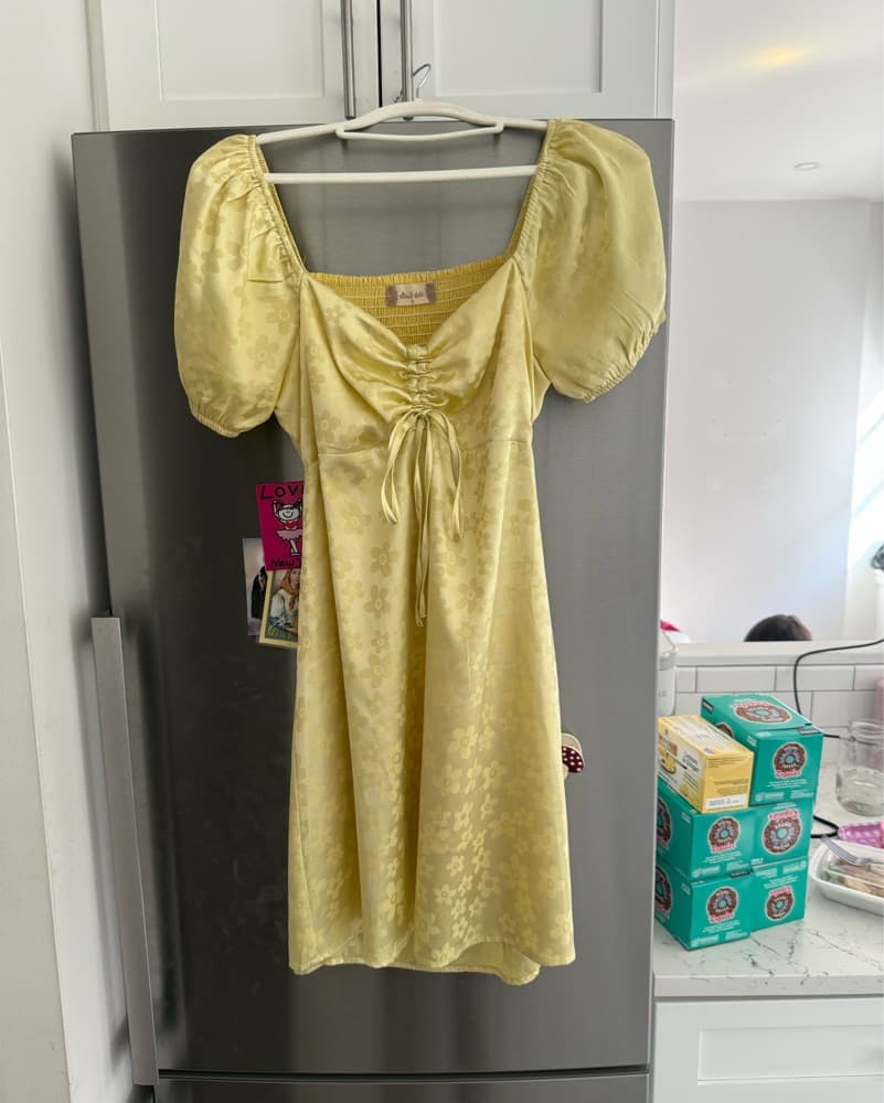 Yellow Flowy Mini Dress - Image 3