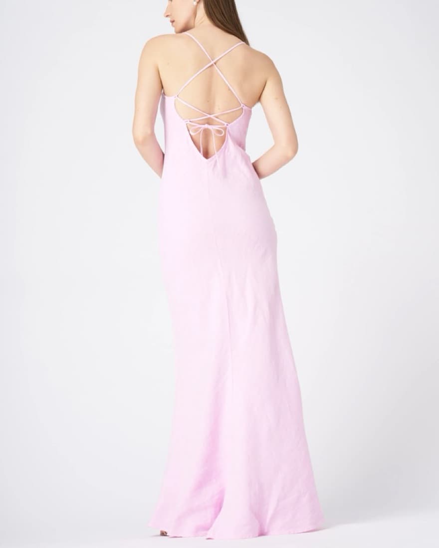 120%Lino Pink Linen Maxi Dress  - Image 3