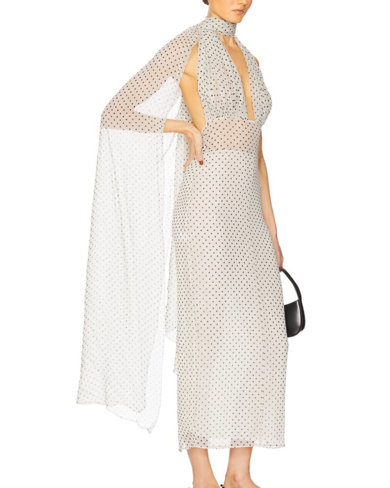 Helsa - Chiffon Polka Dot Dress - Image 1