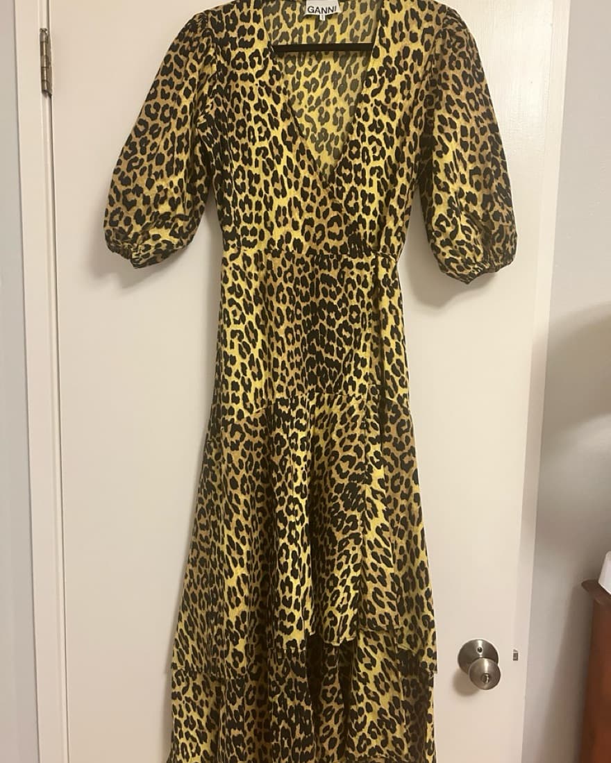 Ganni Bijou Leopard Wrap Dress - Image 4