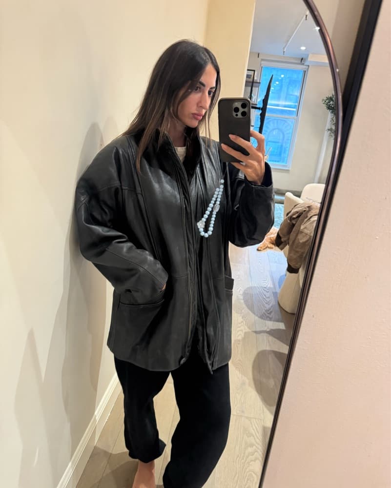 Vintage Oversized Leather Jacket - Image 6