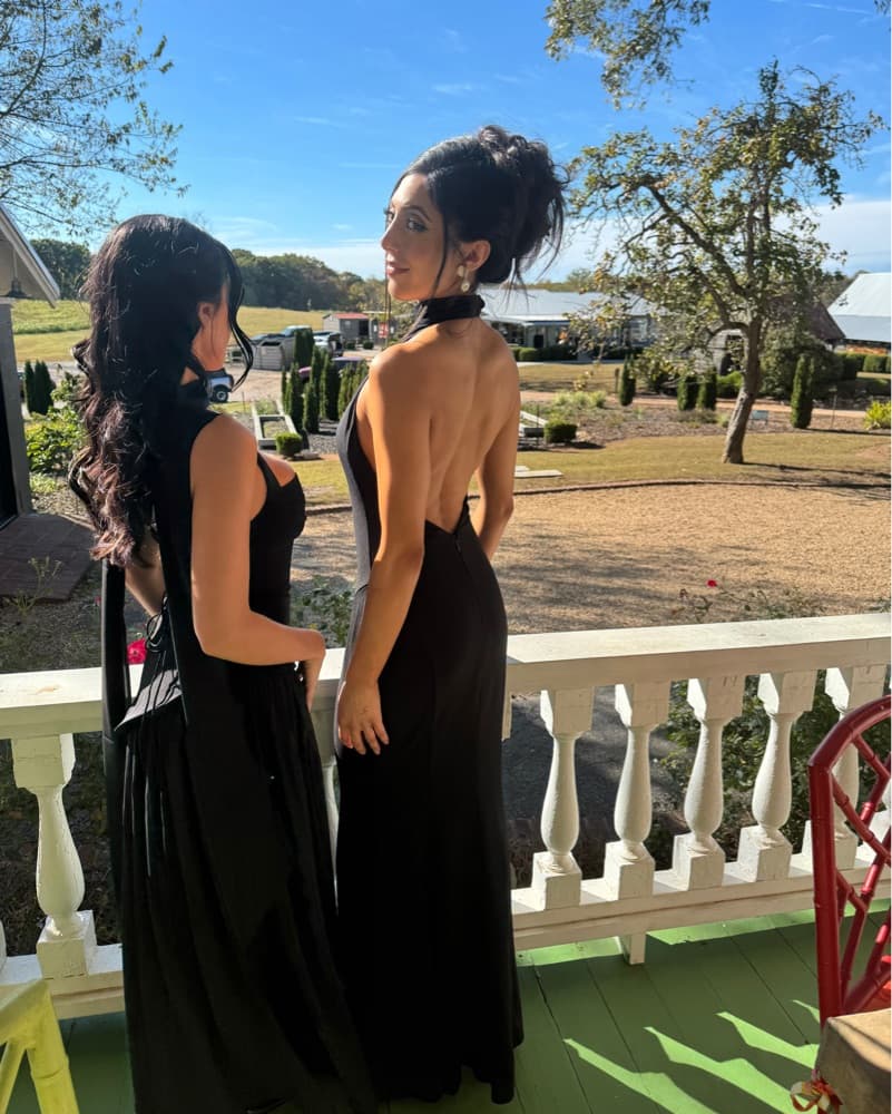 Black Backless Halter Dress - Image 1