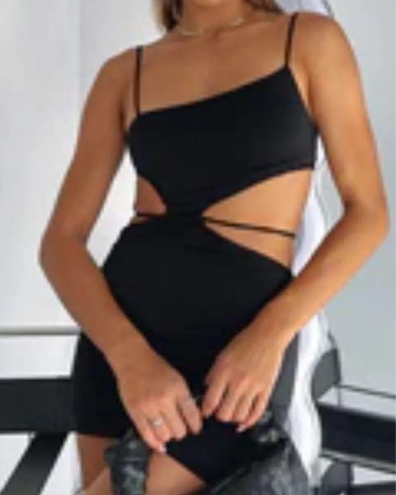 White Fox Black Cutout Mini Dress  - Image 3