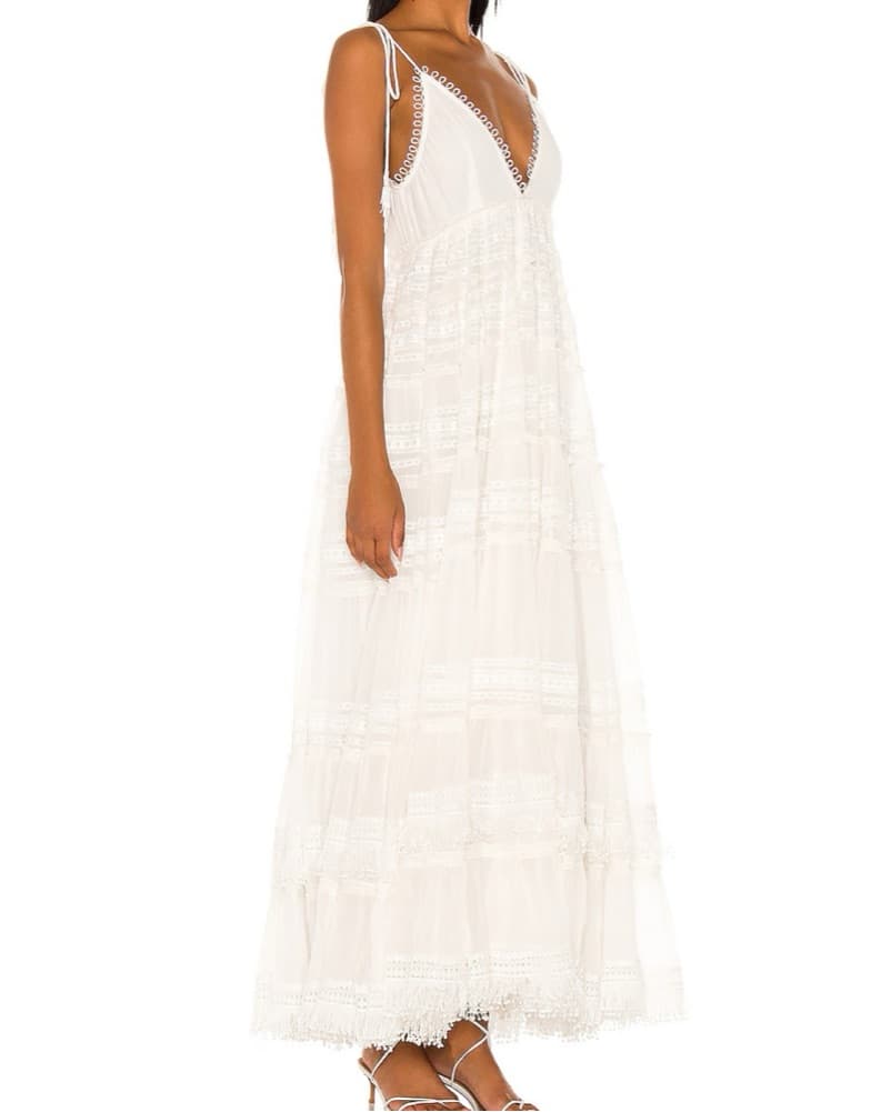 Rococo Sand White Lace & Bead Maxi Dress - Image 3