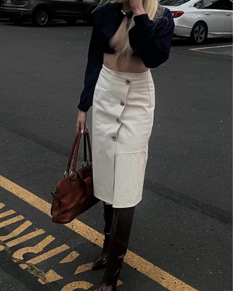 L’appartement Chic Buttoned Midi Skirt - Image 1