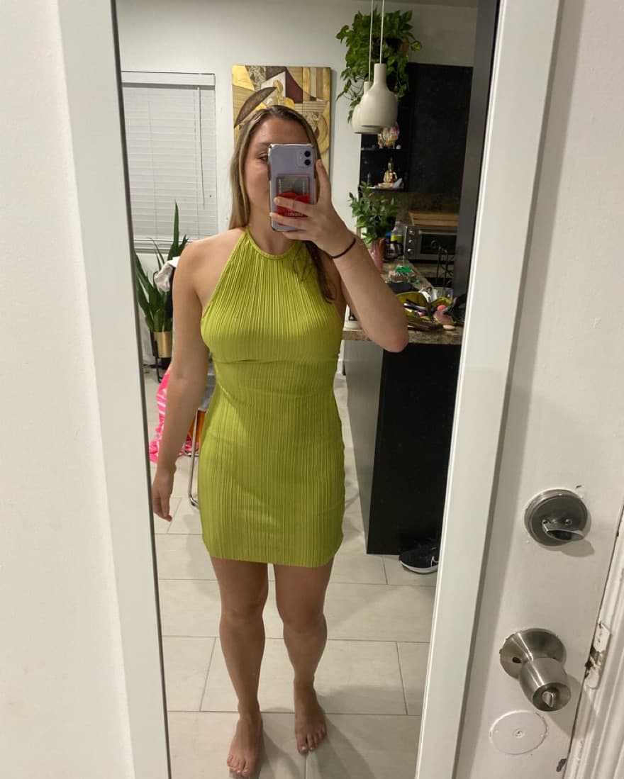 Green Ribbed Dress - Image 1