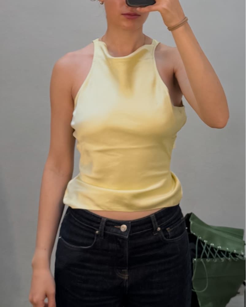 Butter Yellow Guizio Halter Top - Image 2
