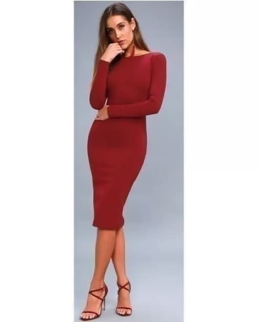 Burgundy Backless Dress - Image 4