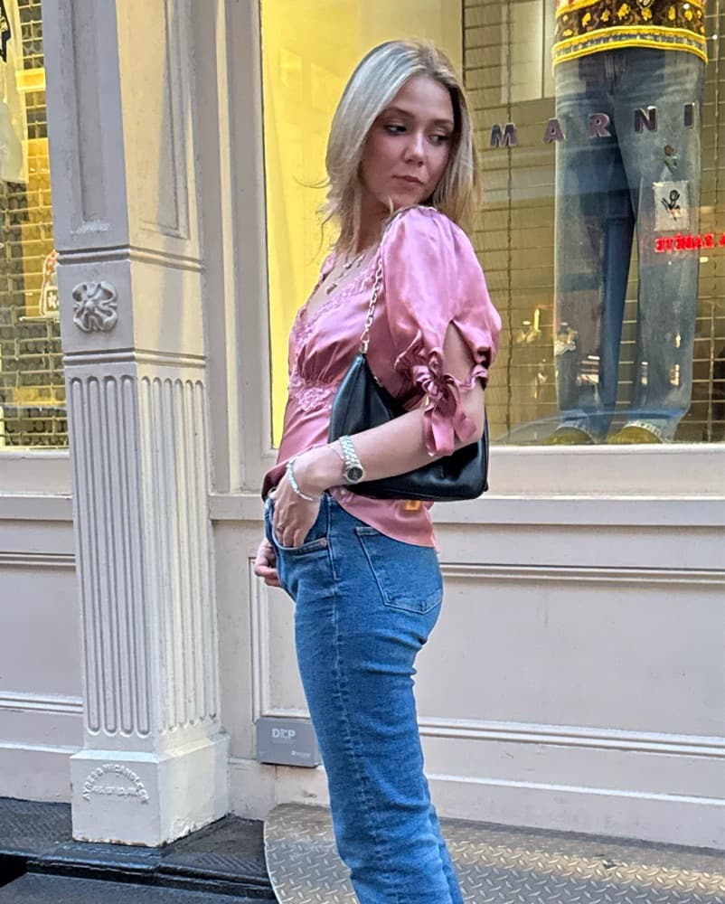 Reformation Lace Satin Blouse - Image 3