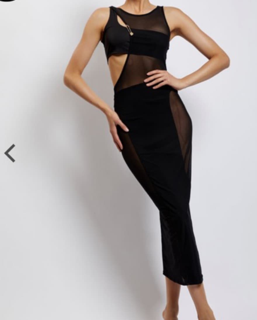 Sleeveless Mesh Cut Out Midi Dress - Image 4