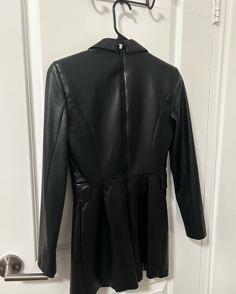 Alice +Olivia Leather Blazer Romper - Image 5