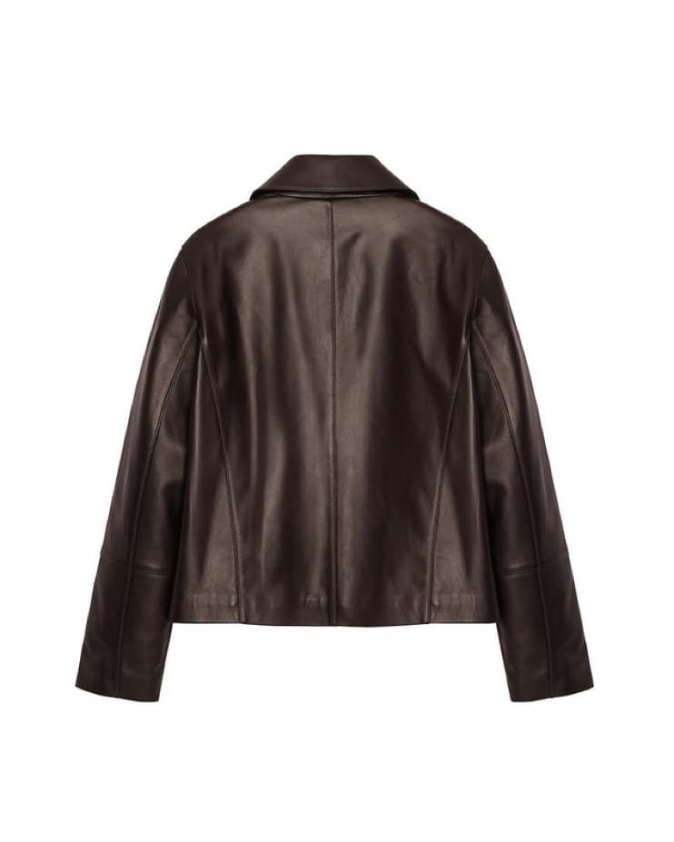 Leftseoul Real Leather Loose Crop Jacket - Image 3
