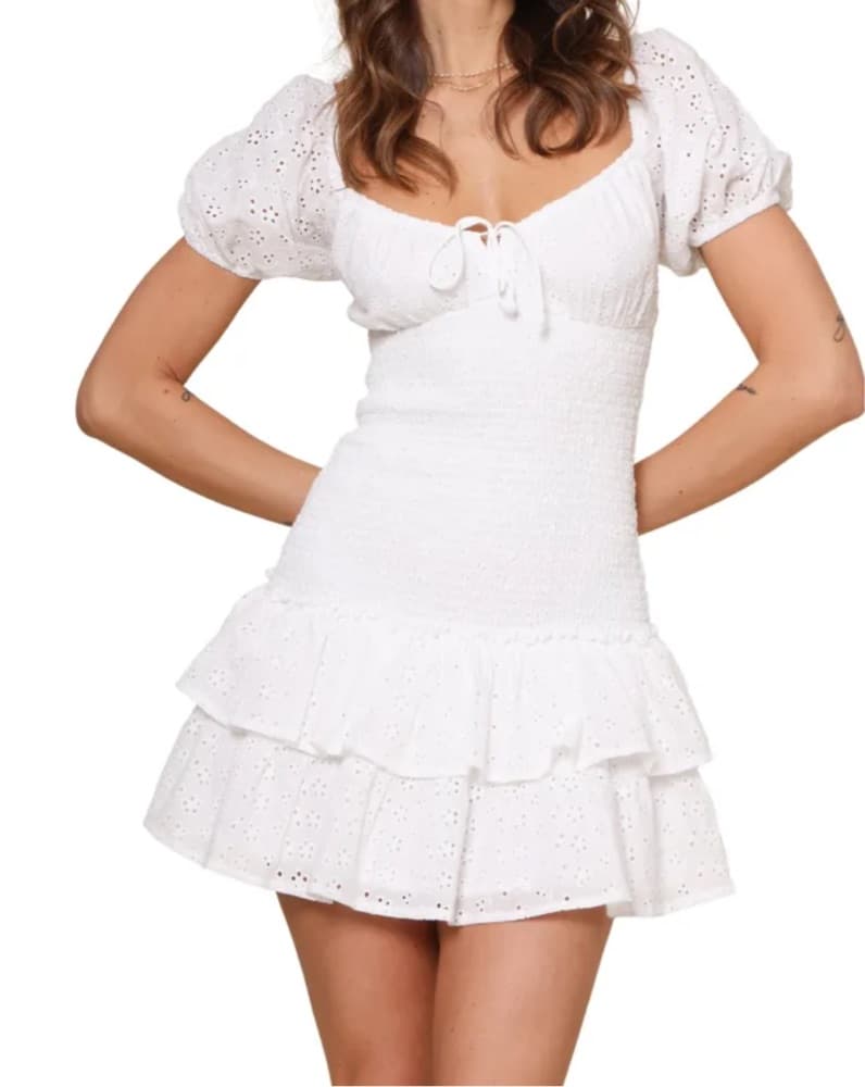 Mixology Jenny White Eyelet Dress  - Image 2