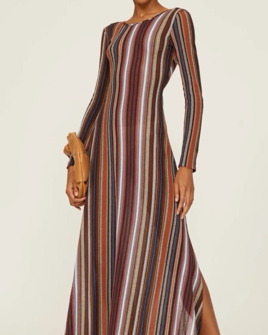 Something Navy Metallic Stripe Dress - Image 2