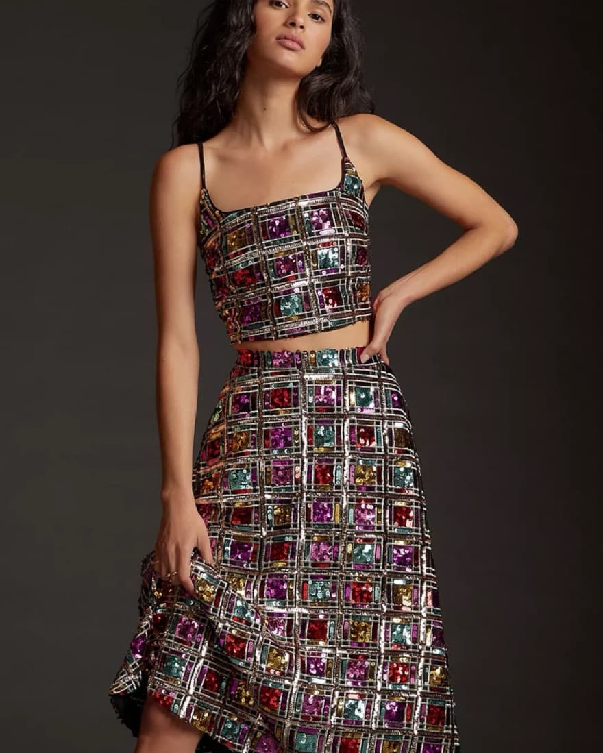 Anthropologie two piece sequin set - Image 1
