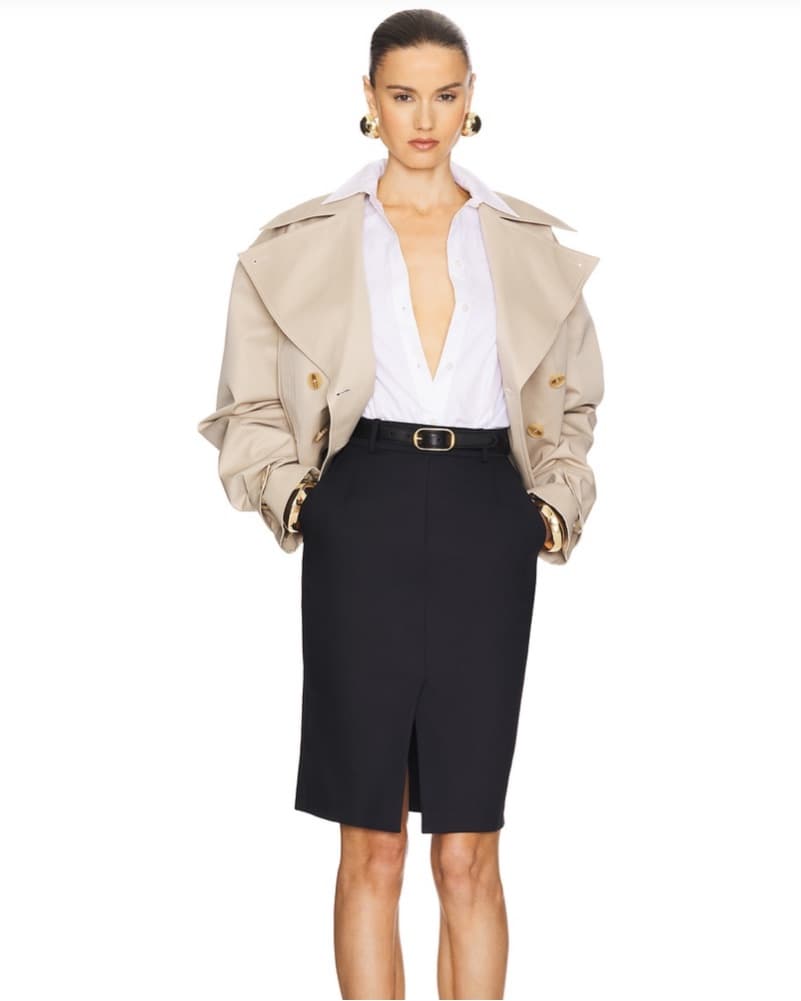 Helsa Oversized Cropped Trench - Image 3