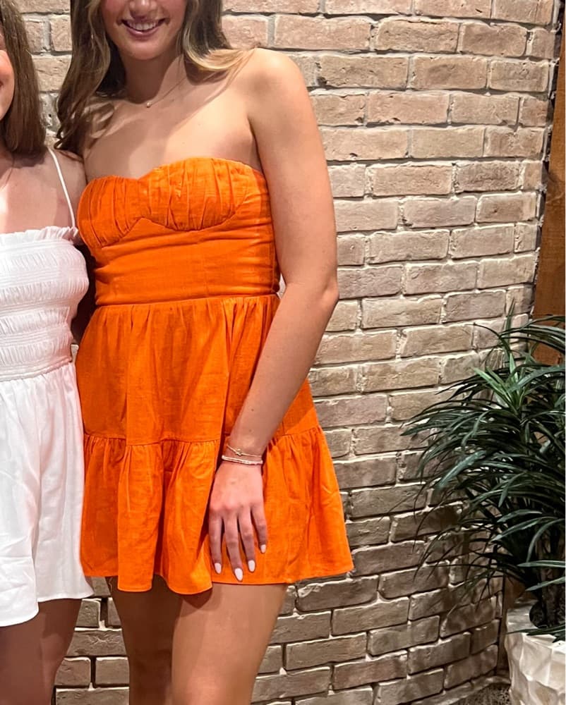 Orange Strapless Dress - Image 2