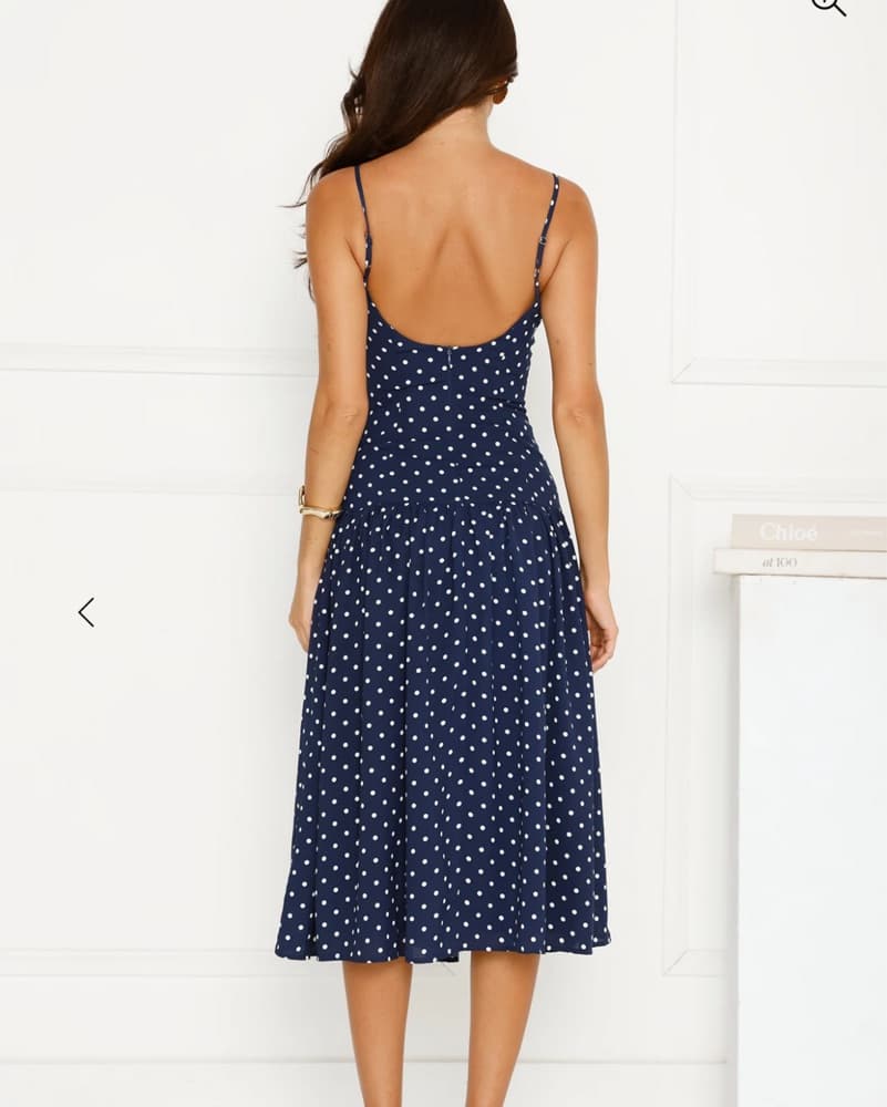 Hello Molly Polka Dot Navy Midi Dress - Image 4
