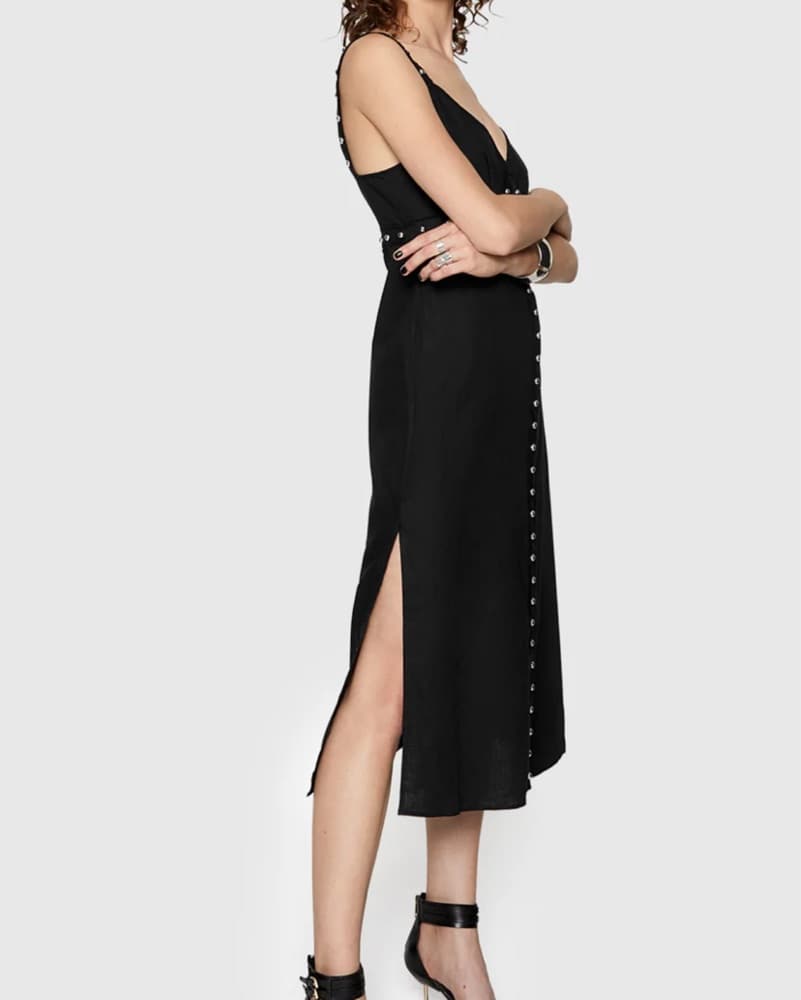 Studded Black Midi Dress - Image 3