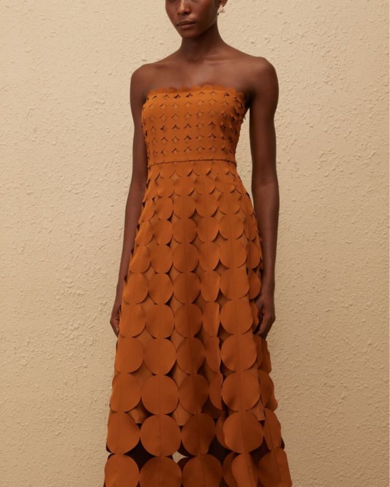 Brown Scalloped Mini Dress Size M - Image 4