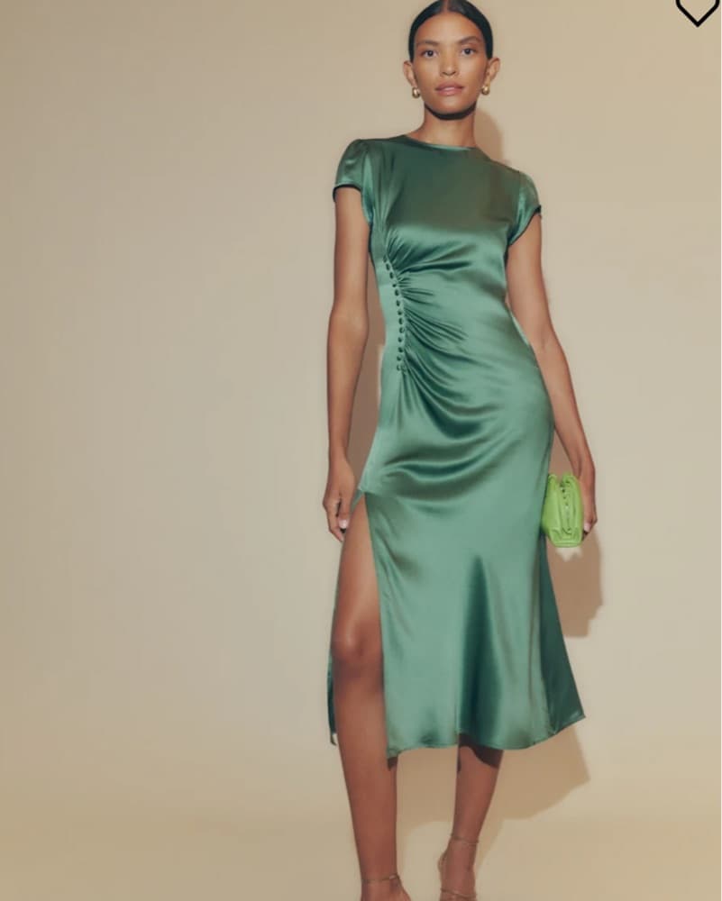 Reformation Green Silk Dress - Image 1