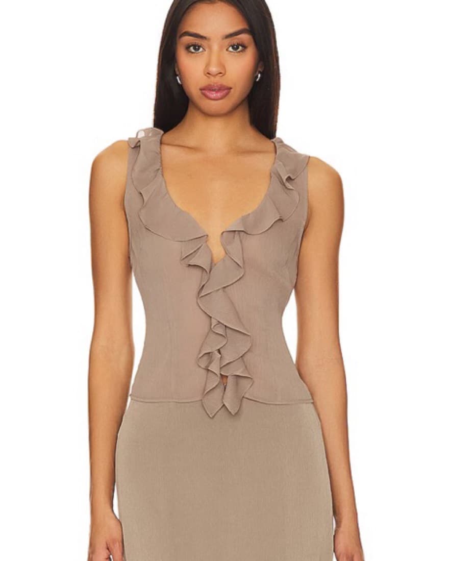 Rose Ruffle Top And Skirt In Ash   - Image 3