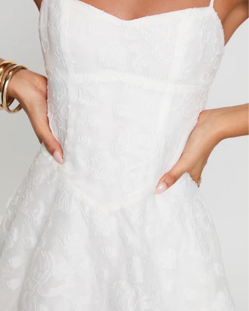 New Chapters Broderie Mini Dress White - Image 5