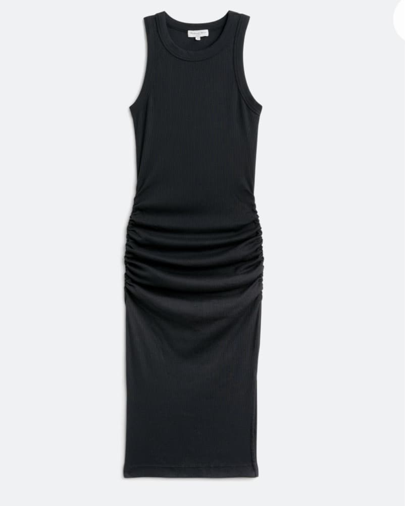 MICHAEL STARS Ribbed Black Midi Dress - Image 4