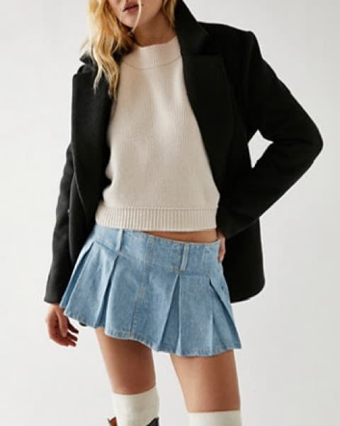 Free People Pleated Micro Denim Skort - Image 3