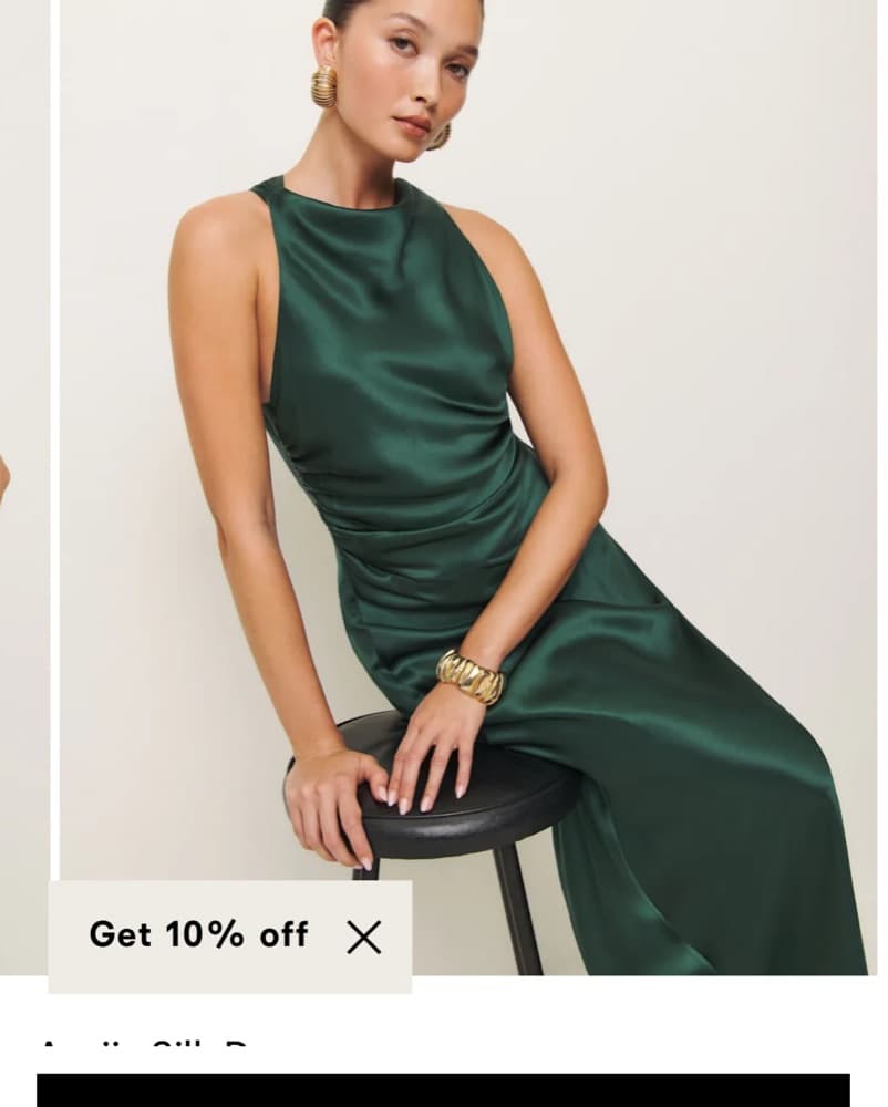 Reformation Green anaiis Silk  dress - Image 1