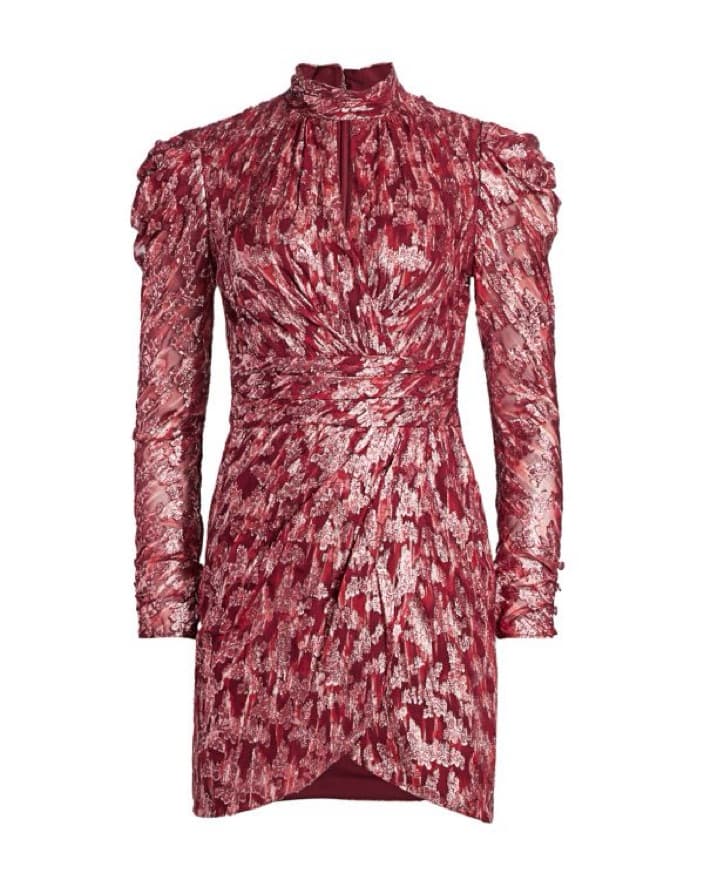 Metallic Jacquard Mockneck Dress - Image 5
