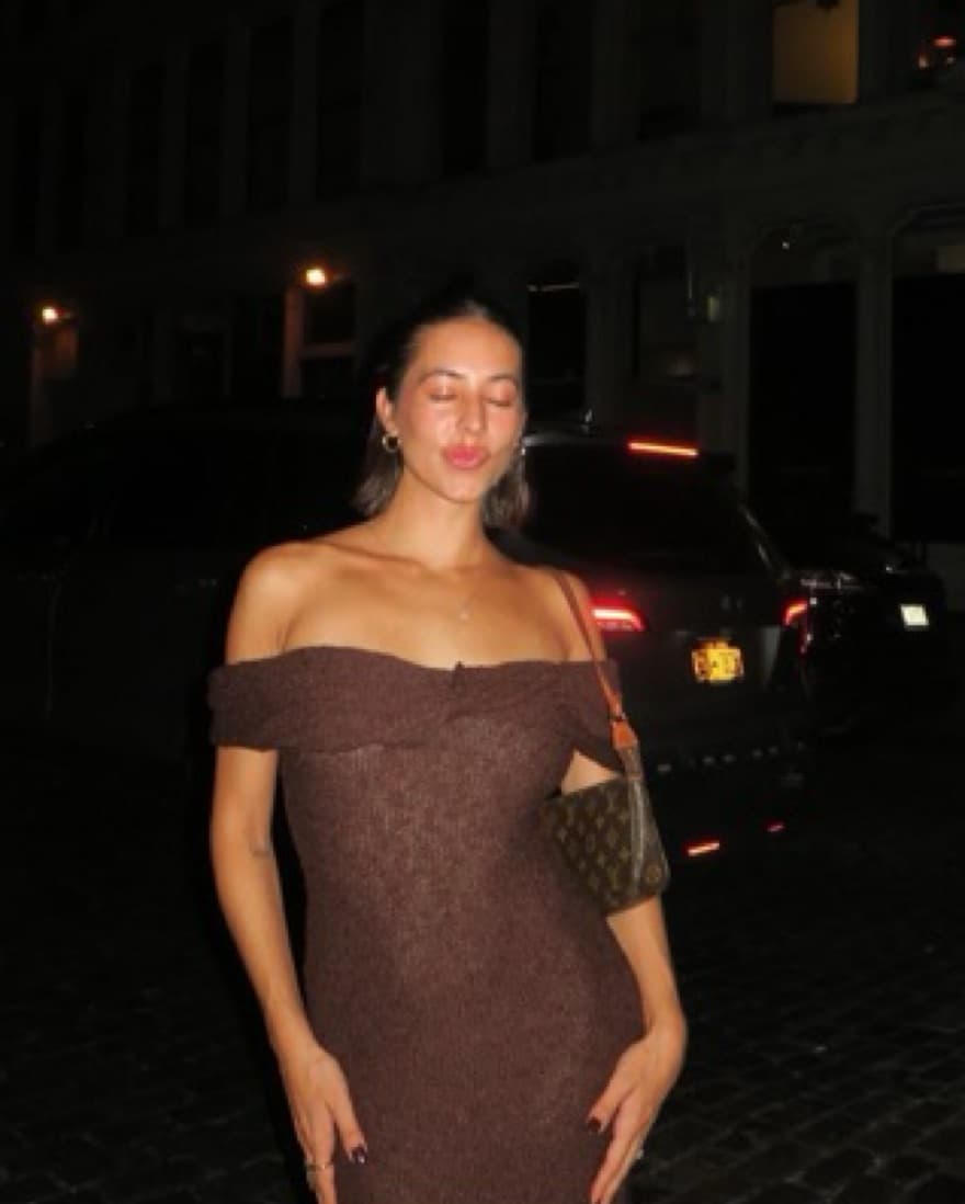 LPA Brown Off The Shoulder Dress - Image 3