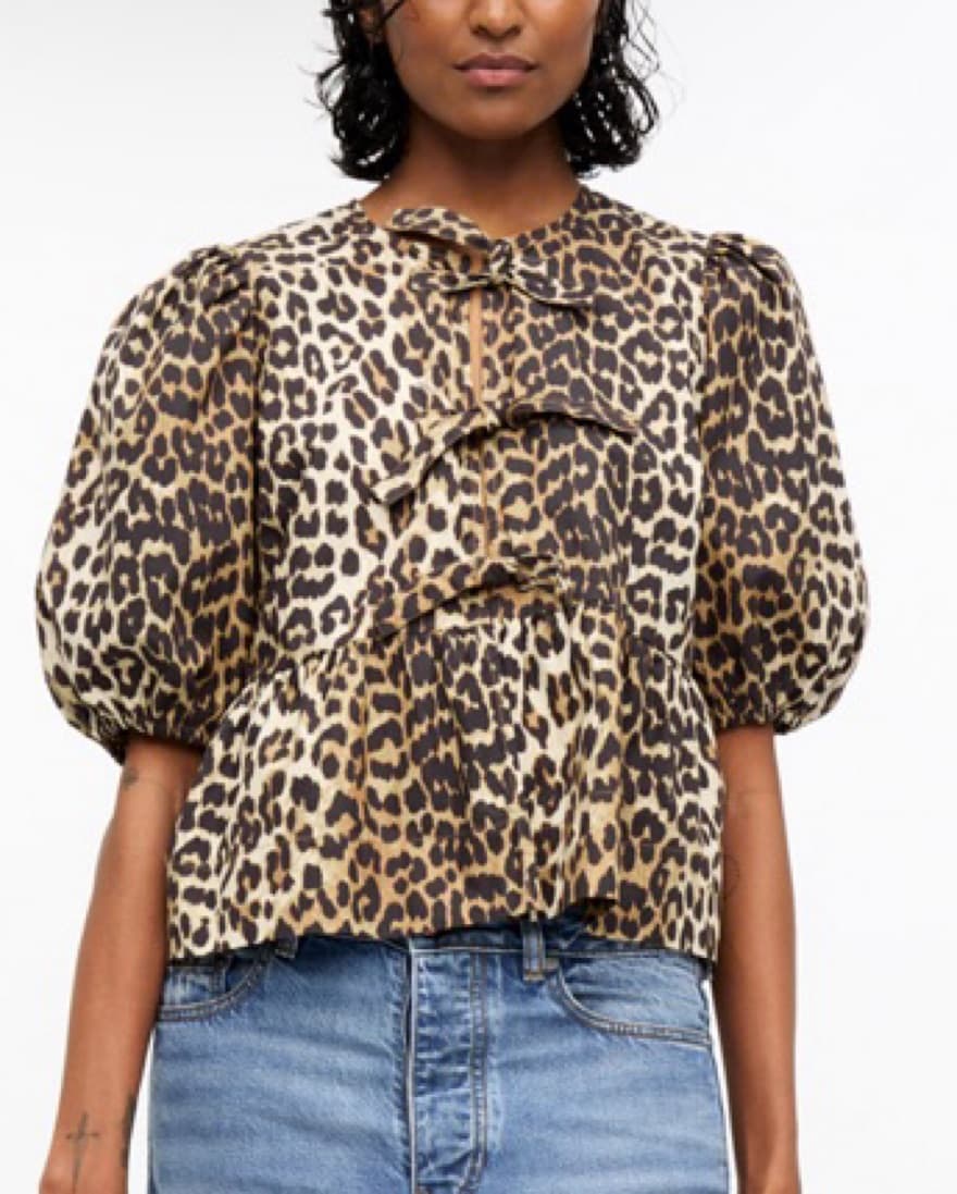 Ganni Leopard Poplin Blouse - Image 1