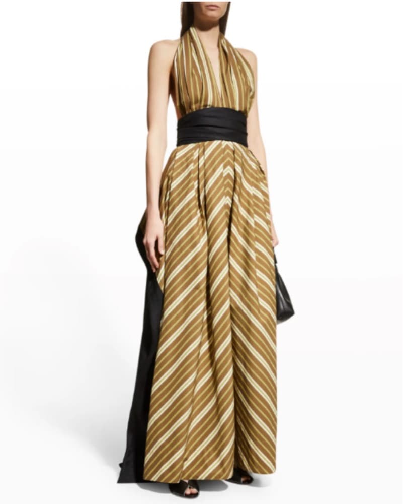 Tory Burch coffee-stripe poplin dress - Image 1