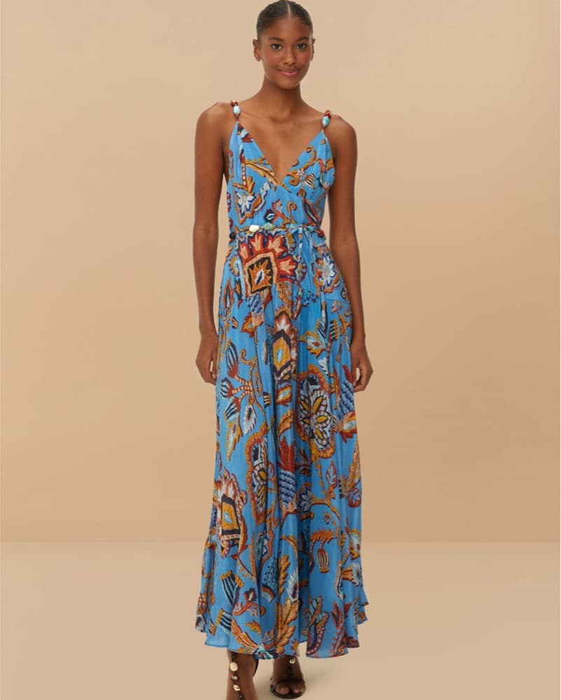 Blue Sunset Tapestry Sleeveless Midi Dre - Image 1