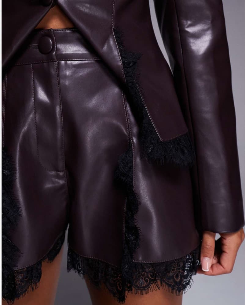 PU cinched waist blazer with Shorts Set  - Image 3
