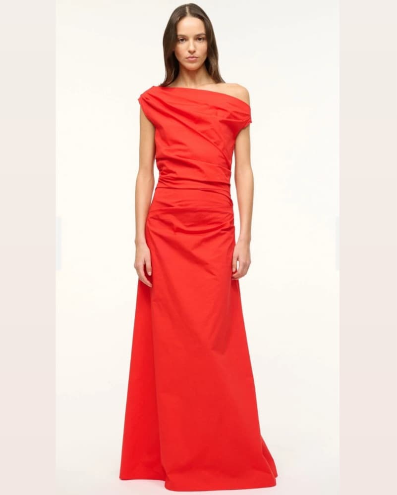 Staud Poppy Red On Shoulder Dress - Image 3
