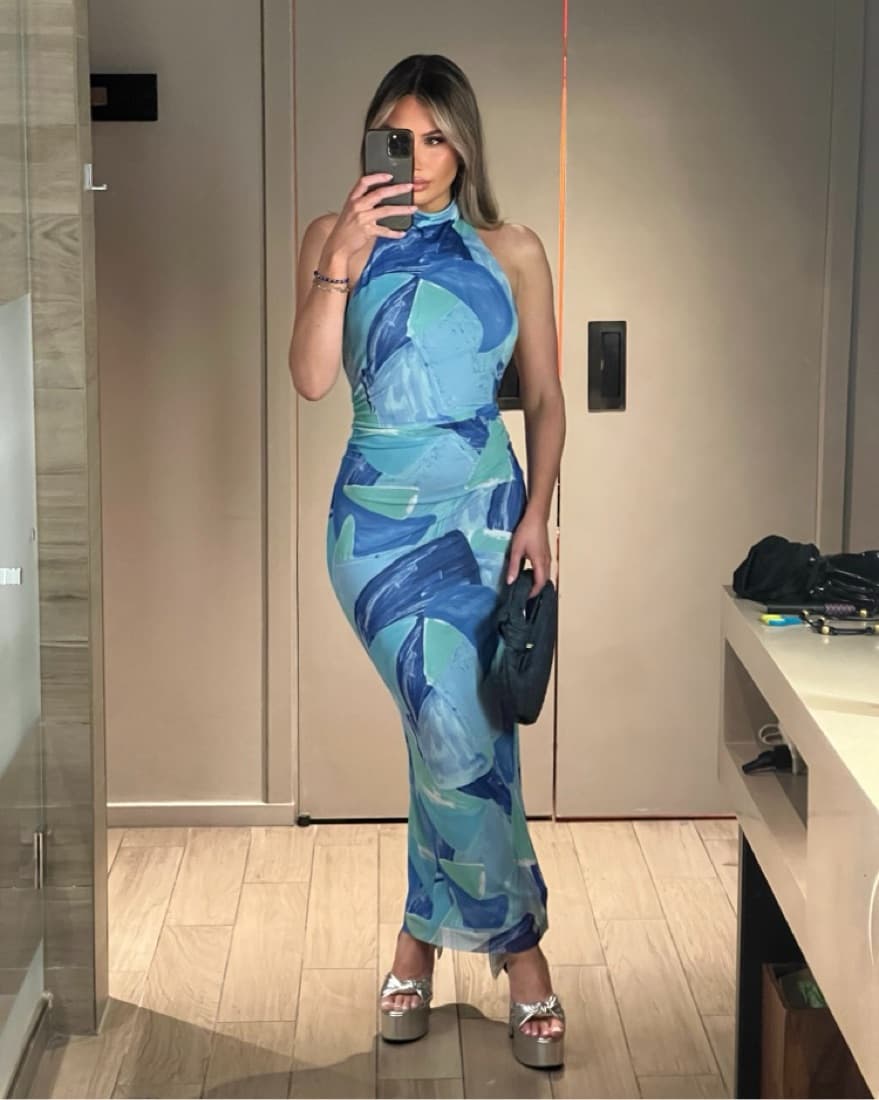 Blue Abstract Maxi Dress - Image 2