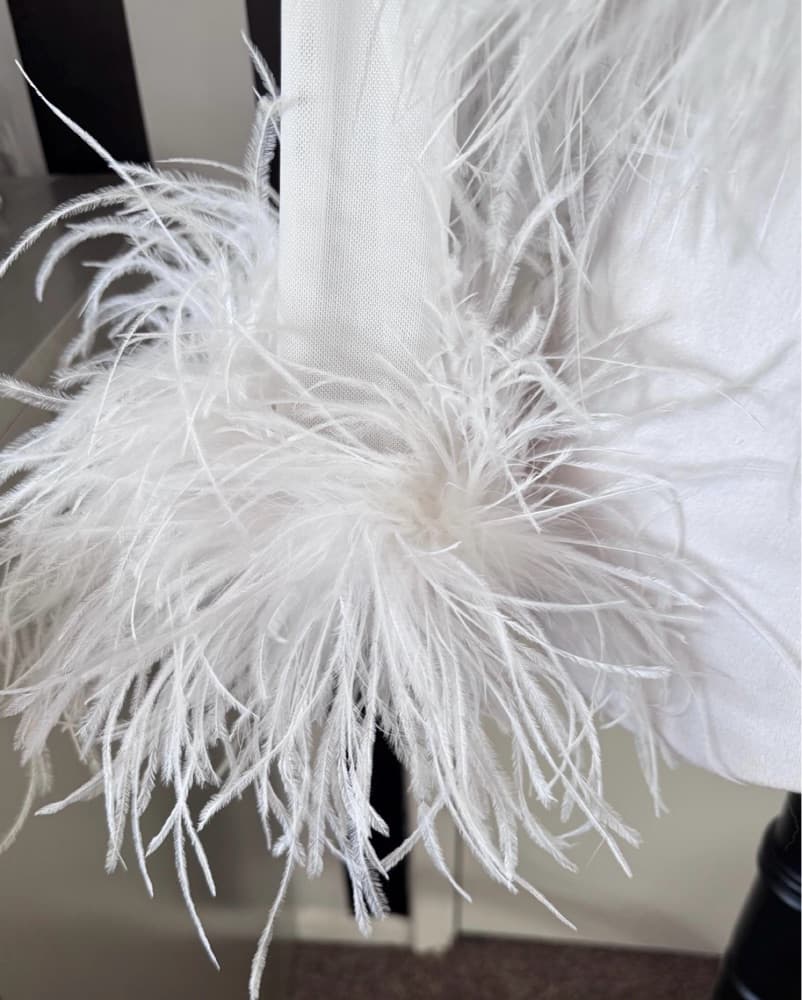 Handmade White Feather Blouse  - Image 4