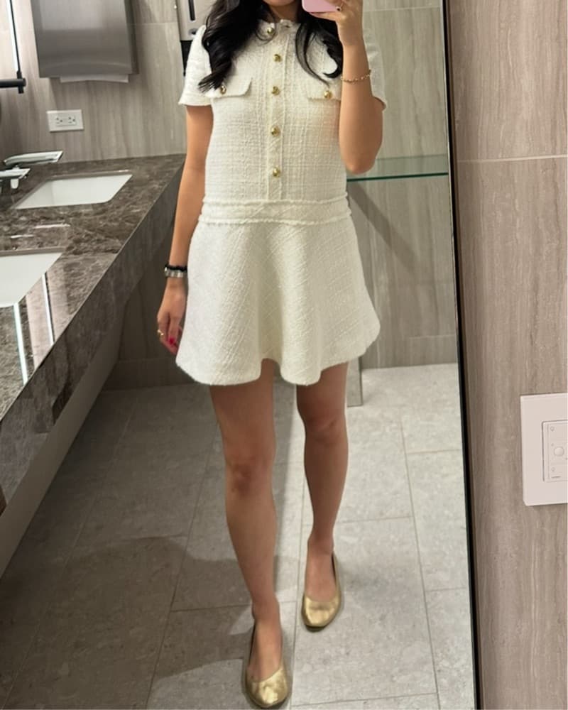 Zara White Tweed Dress - Image 3