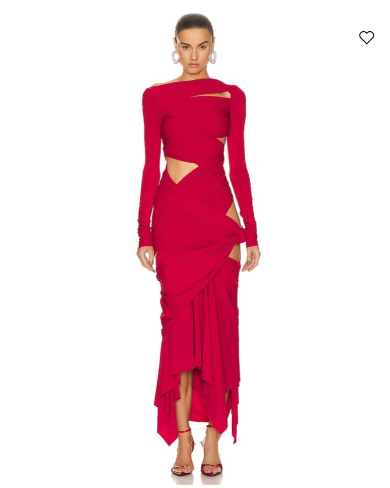 The attico Red Cutout Long-Sleeve Maxi Dress - Image 1