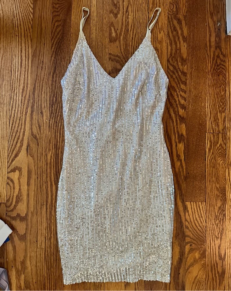 Gold Sequin Mini Dress - Image 1
