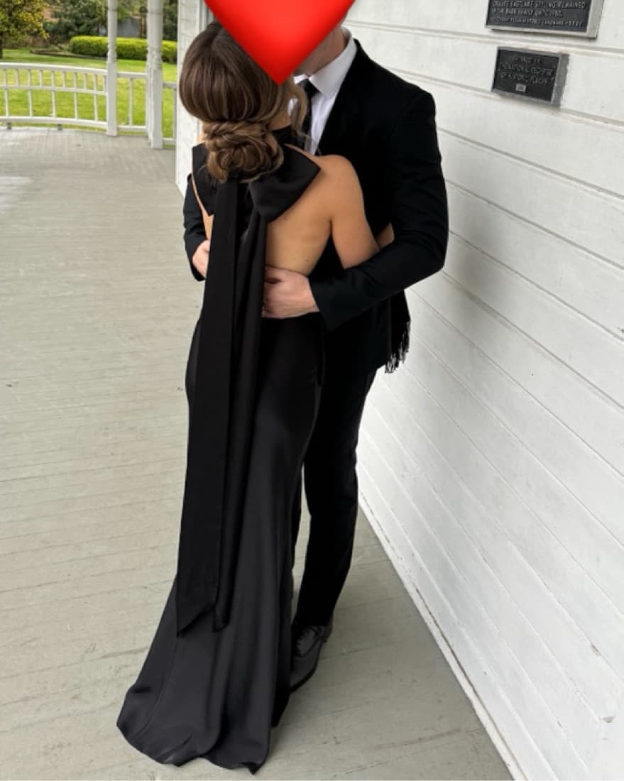 MISHA Black Gown With Detachable Bow - Image 4