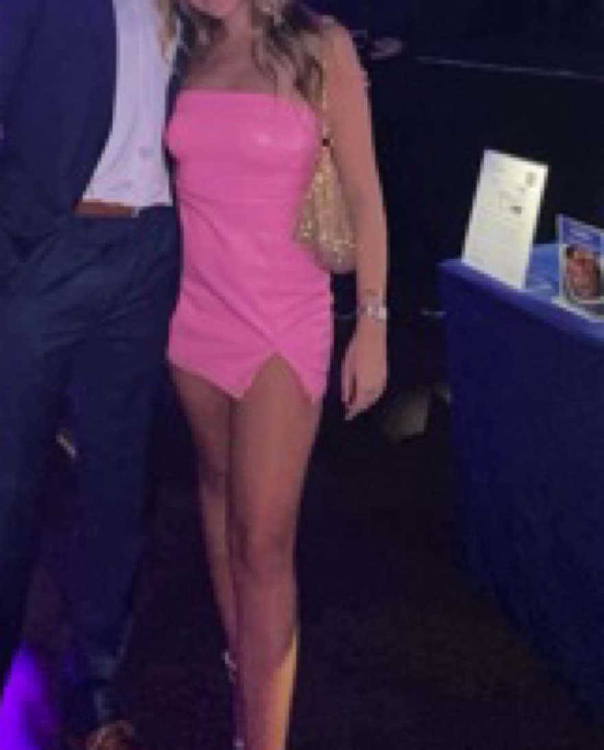 Pink Mini Pleather Dress - Image 2