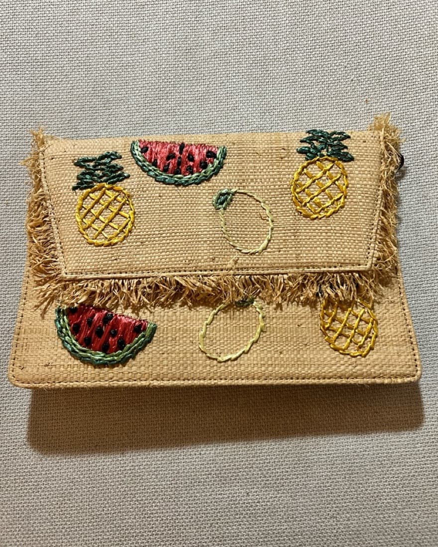 J.Crew Straw Clutch With Embroidery - Image 1