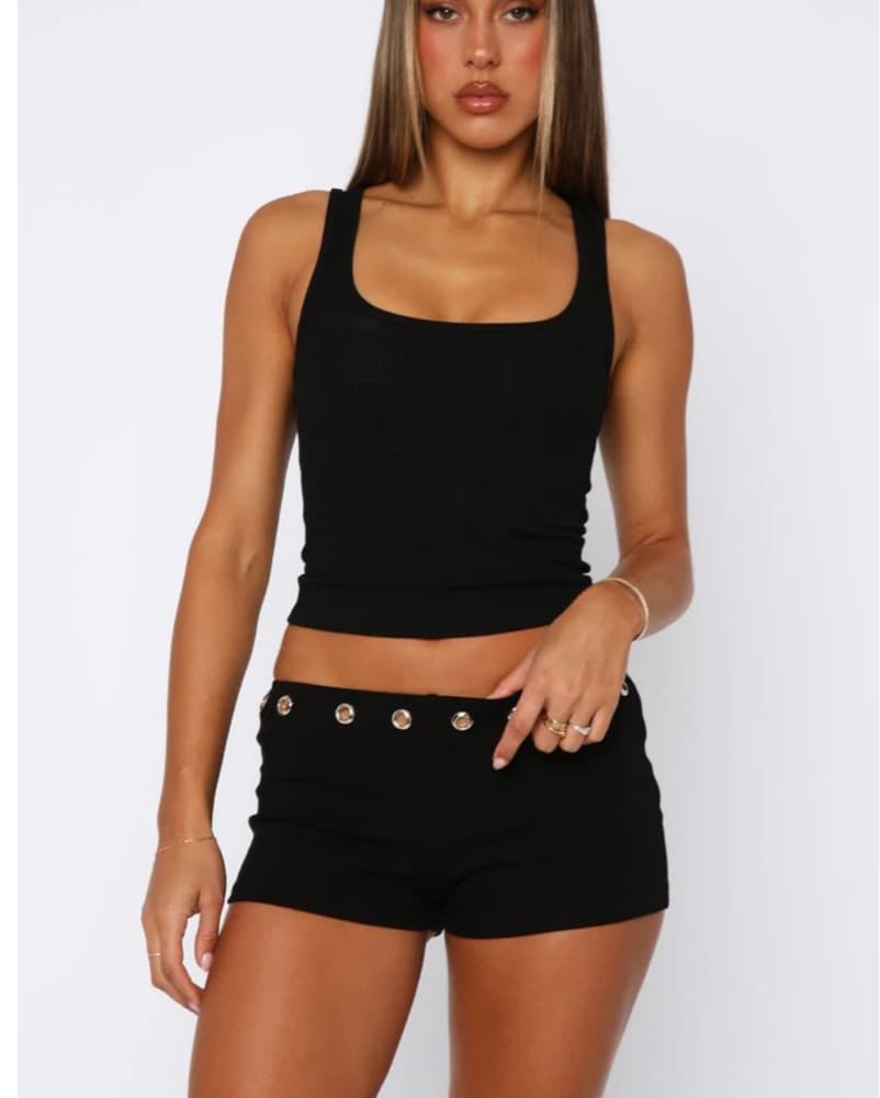 White Fox Black And Silver Micro Shorts - Image 1