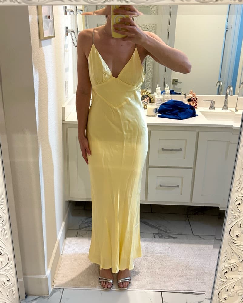 Bardot Yellow Capri Diamonte Slip Dress - Image 3