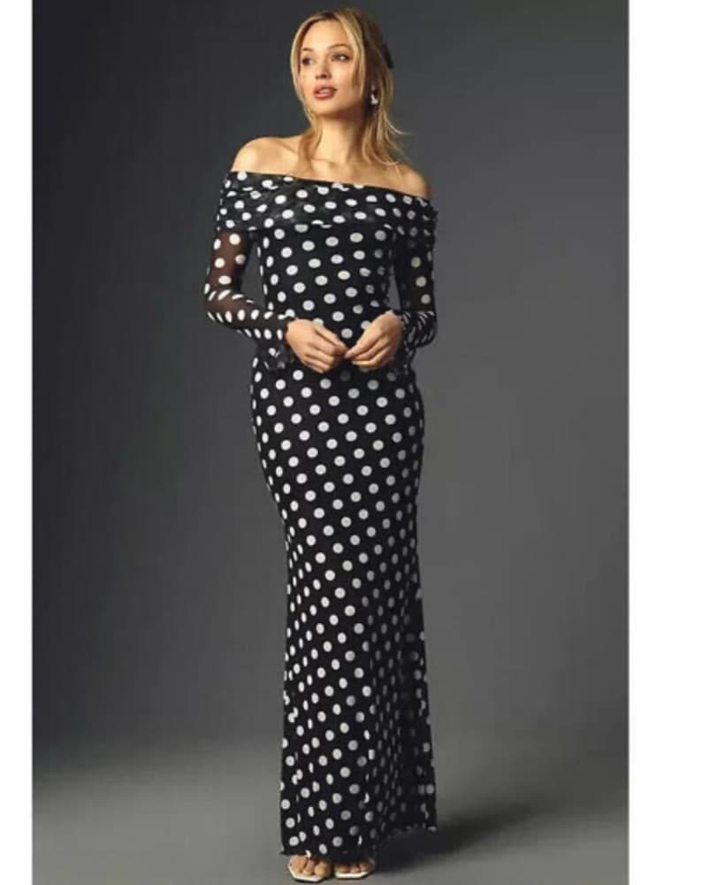 AFRM Off Shoulder Mesh Dress Maxi - Image 1